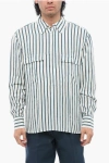 Pt01 Striped Shirt With Double Breast Pockets And Classic Collar