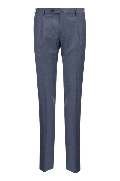 Pt01 Super Slim Pied De Poule Wool Trousers In Blue