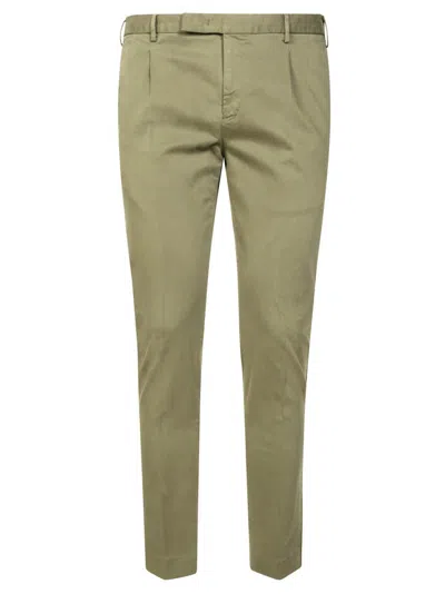 Pt01 Tailored Grey Trousers With Single Front Pleat In Green