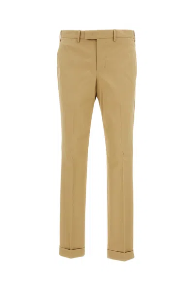 Pt01 Tailored Slim-fit Trousers In Lightweight Stretch Cotton Gabardine In Neutral