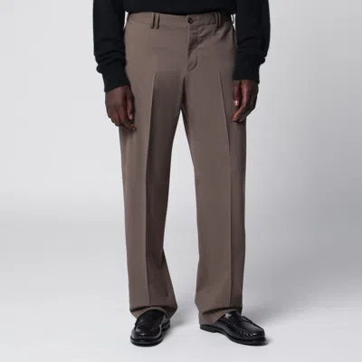 Pt01 Taupe Woolblend Trousers In Gray
