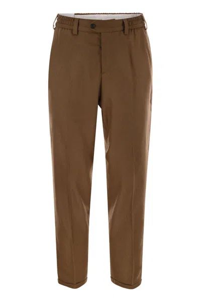 Pt01 The Rebel - Wool And Cashmere Trousers In Brown