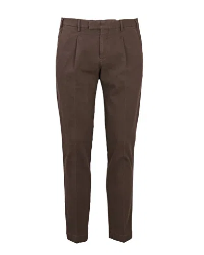Pt01 Stretch Cotton Trousers In Brown