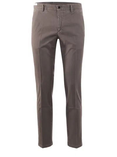 Pt01 Trousers In Micro Patterned Stretch Cotton In Tortora