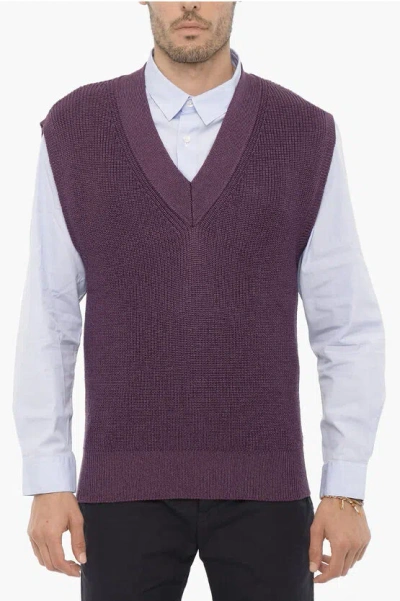 Pt01 V-neck Sleeveless Sweater In Purple