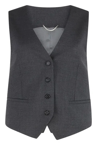 Pt01 Virgin Wool Single-breast Waistcoat In Grey