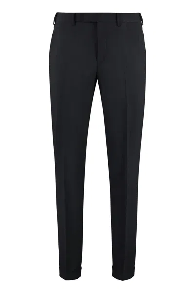 Pt01 Pantaloni Torino Virgin Wool Tailored Trousers In Black
