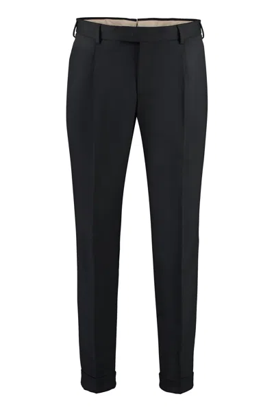 Pt01 Virgin Wool Tailored Trousers In Blue