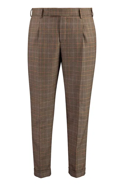Pt01 Virgin Wool Trousers In Brown