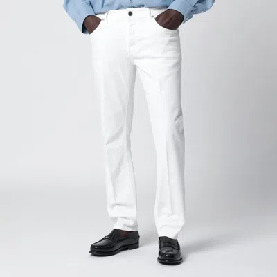 Pt01 White Slimfit Cottonblend Trousers