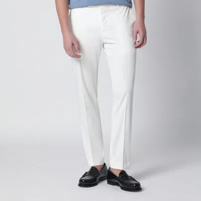 Pt01 White Slimfit Cottonblend Trousers