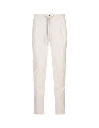 Pt01 White Linen Blend Soft Fit Trousers