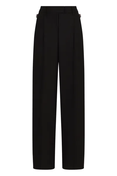 Pt01 Wide Front Pleat Trousers In Black