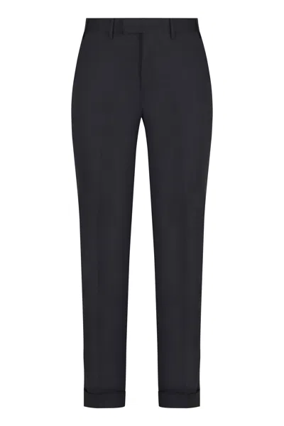 Pt01 Wool Blend Trousers For Men In Black