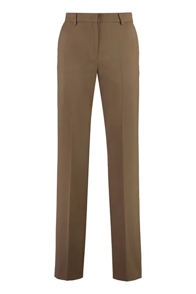 Pt01 Wool Blend Trousers For Women In Brown