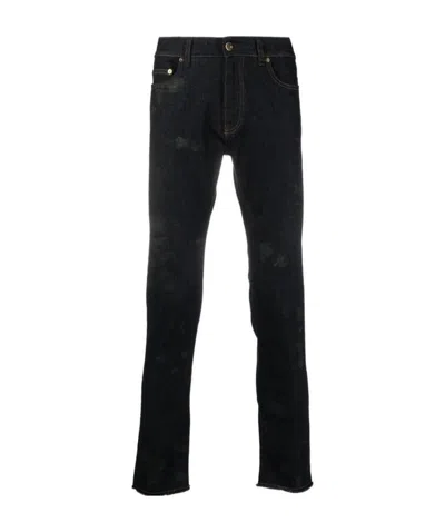 Pt05 Slim-fit Raw Cut-hem Jeans In Black
