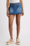Ptcl Bubble Hem Denim Miniskirt In Dark Wash