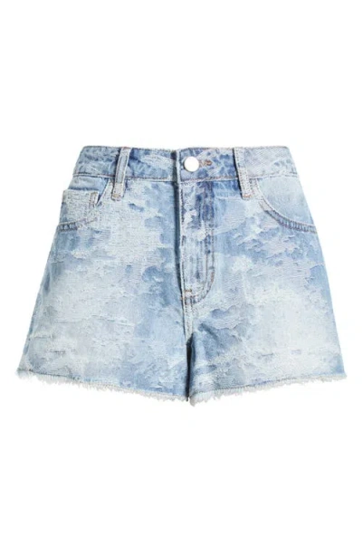Ptcl Camo Jacquard Denim Cutoff Shorts In Indigo