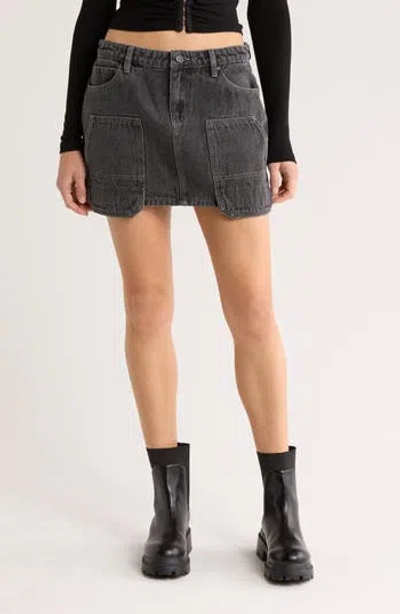Ptcl Carpenter Denim Miniskirt In Grey