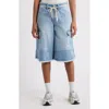 Ptcl Cascade Drawstring Cargo Denim Bermuda Shorts In Light Indigo