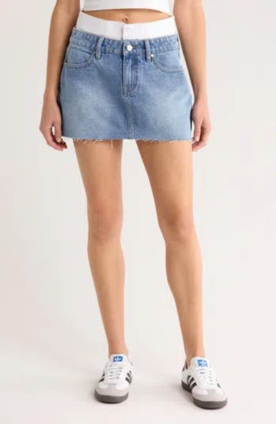 Ptcl Double Waist Denim Miniskirt In Indigo