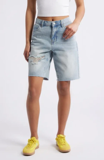 Ptcl Emme Ripped Denim Bermuda Shorts In Light Indigo