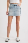 Ptcl Eve Moto Zip Pocket Denim Miniskirt In Light Indigo