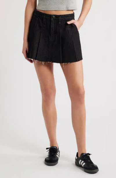 Ptcl Everest Pleat Denim Miniskirt In Black