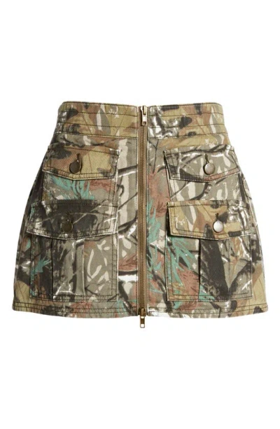 Ptcl Front Zip Cargo Miniskirt In Forest Camo