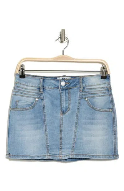 Ptcl Heavy Stitching Denim Miniskirt In Med Blue