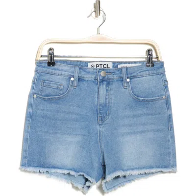 Ptcl High Rise Stretch Denim Cutoff Shorts In Dark Wash