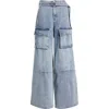 Ptcl High Waist Ultra Baggy Cargo Jeans In Indigo