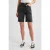 Ptcl Leia High Waist Denim Bermuda Shorts In Grey Wash