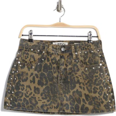 Ptcl Leopard Studded Stretch Twill Skirt In Green