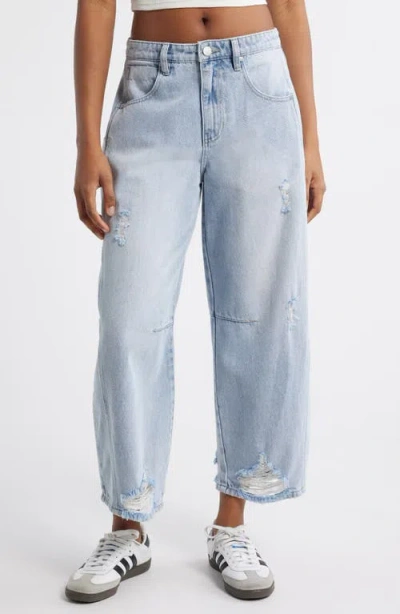 Ptcl Low Loose Distressed Barrel Leg Jeans In Indigo