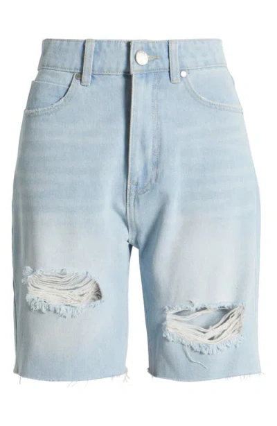 Ptcl Lux High Waist Slim Fit Jean Shorts In Tinted Indigo Decon