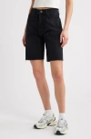 Ptcl Mia High Waist Denim Bermuda Shorts In Black