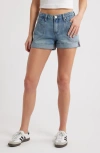 Ptcl Mira Rolled Cuff Denim Shorts In Indigo
