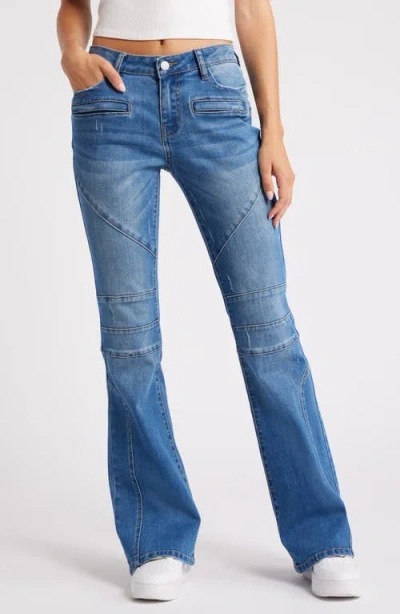 Ptcl Moto Stitched Flare Jeans In Indigo