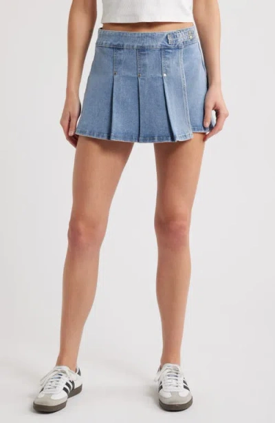 Ptcl Naya Pleated Denim Wrap Skort In Indigo