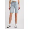 Ptcl Nola High Waist Deconstructed Cutoff Bermuda Shorts In Faded Indigo Decon