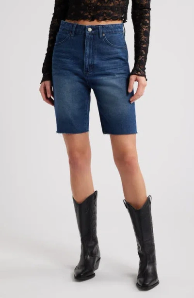 Ptcl Petra High Waist Cuff Out Denim Shorts In Rinse Wash