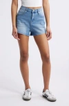 Ptcl Pia High Waist Stretch Denim Shorts In Blue