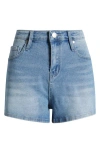 Ptcl Pia High Waist Stretch Denim Shorts In Tint Wash