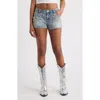 Ptcl Ruby Imitation Pearl & Rhinestone Detail Denim Shorts