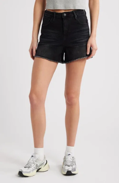 Ptcl Sia High Waist Cutoff Stretch Denim Shorts In Black
