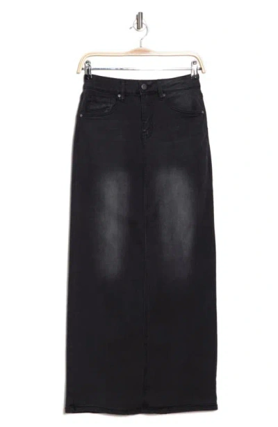 Ptcl Slit Denim Maxi Skirt In Black Wash