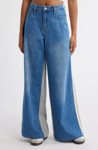 Ptcl Stripe Wide Leg Jeans In Indigo