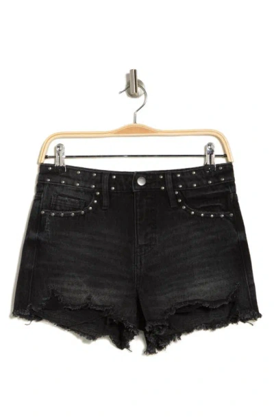 Ptcl Studded Cut Off Shorts In Black Wash