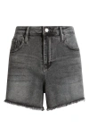 Ptcl Tess High Waist Stretch Denim Cutoff Shorts In Grey Wash